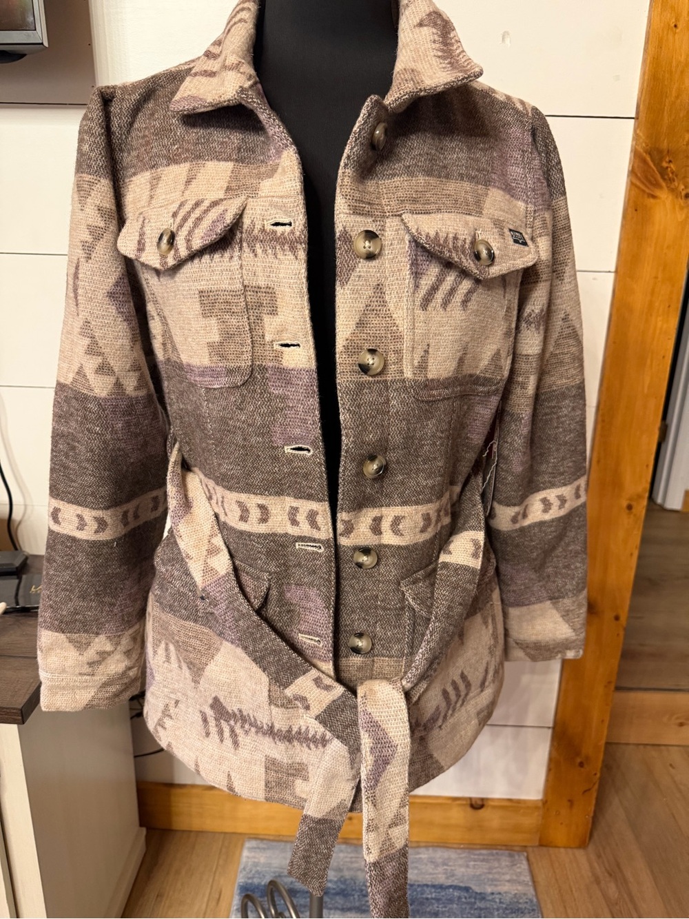 Kimes Ranch Taupe & Cream Aztec Belted Utility Jacket